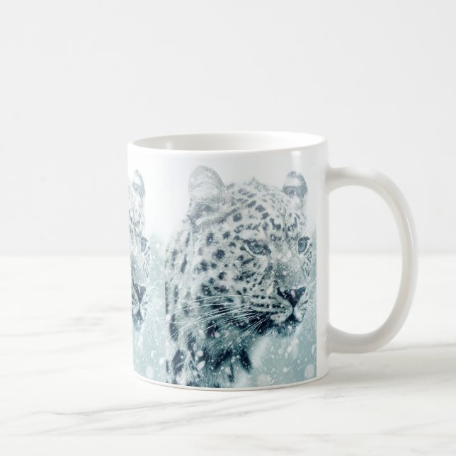 Cheetah in the Snow Art Coffee Mug (Right)