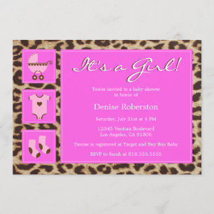Cheetah - It's a Girl! - Baby Shower Invitation