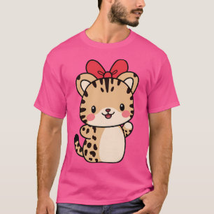 Cheetah Kawaii Ribbon Zoo Day Trip Boys Girls Kids T-Shirt