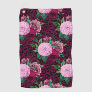 Cheetah Leopard Floral Flower Pattern Golf Towel