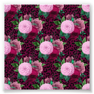 Cheetah Leopard Floral Flower Pattern Photo Print