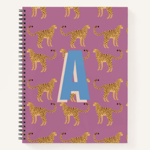 Cheetah, leopard monogrammed pink  notebook