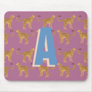 Cheetah, leopard pink monogrammed mouse mat