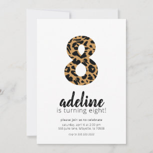 Cheetah / Leopard Print 8th Birthday Invitations
