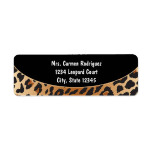 Cheetah Leopard Print Black Address Labels