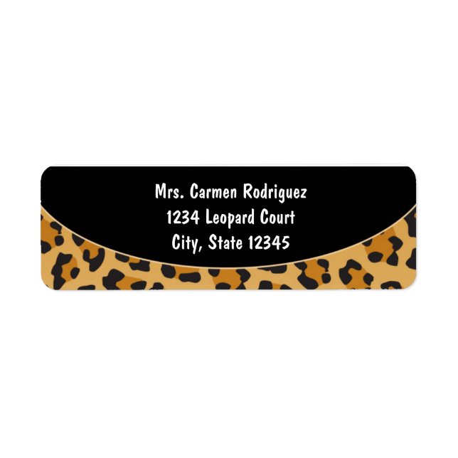 Cheetah Leopard Print Black Address Labels 2 (Front)
