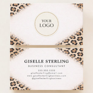 Cheetah Leopard Print Logo Professional Business Card