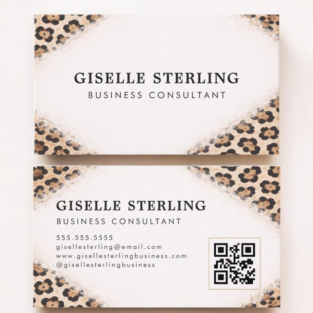 Cheetah Leopard Print QR Code Professional Business Card (Creator Uploaded)