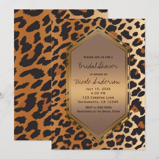 Cheetah Leopard Wild Animal Print Exotic Invitation (Front/Back)