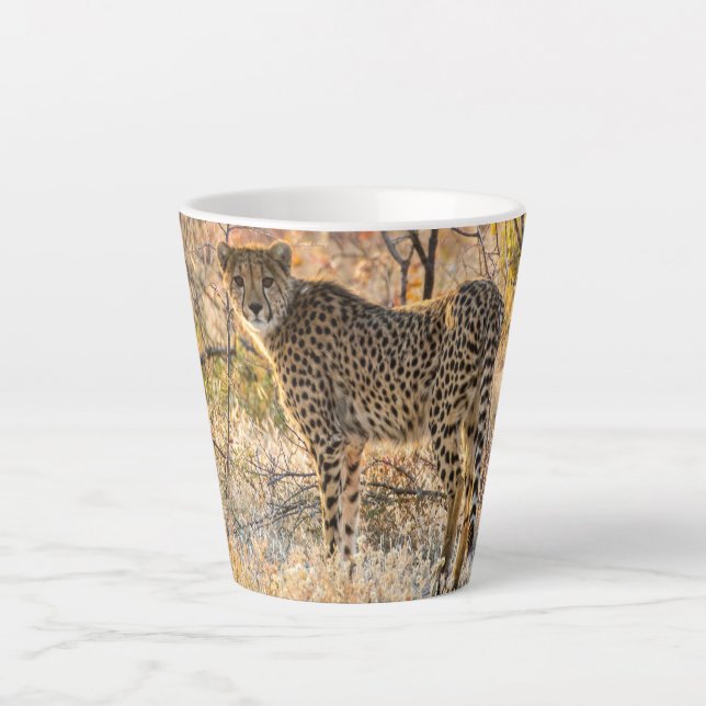 Cheetah Looking Around Latte Mug (Front)