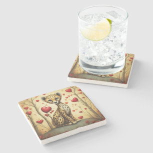 Cheetah Love 3 Stone Coaster