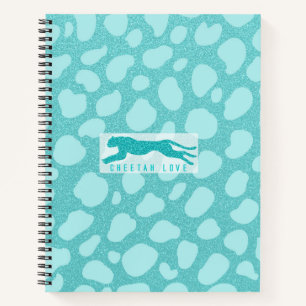 Cheetah Love - Turquoise Glitters Simulated Notebook