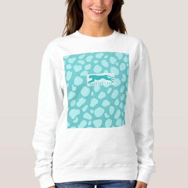 Cheetah Love - Turquoise Glitters Simulated  Sweatshirt (Front)