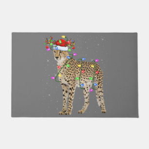 Cheetah Lover Xmas Lighting Santa Cheetah Christma Doormat