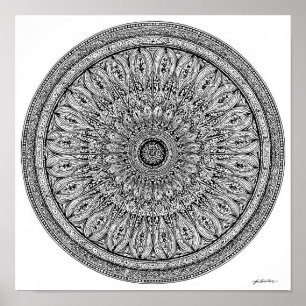 Cheetah Mandala Intricate Coloring Page Poster