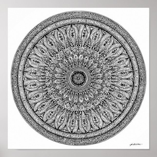 Cheetah Mandala Intricate Coloring Page Poster (Front)