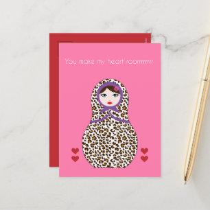 Cheetah Matryoshka valentines card