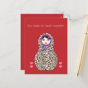 Cheetah Matryoshka valentines card
