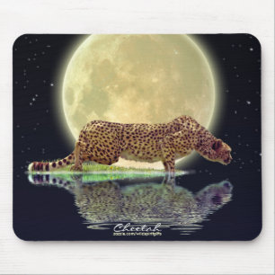 Cheetah & Moon Big Cat Wildlife Art Mousepad