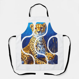 Cheetah Mother and Cub Wildlife Design Apron