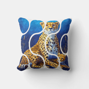 Cheetah Mother and Cub Wildlife Design Cushion