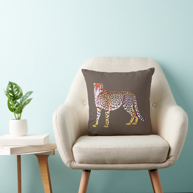 Cheetah Mother with Cubs Motif Predator Cat Animal Cushion (Chair)