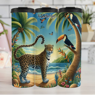 Cheetah on a Tropical Beach Thermal Tumbler