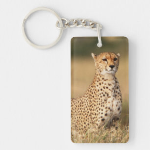 Cheetah on small mound for better visibility key ring