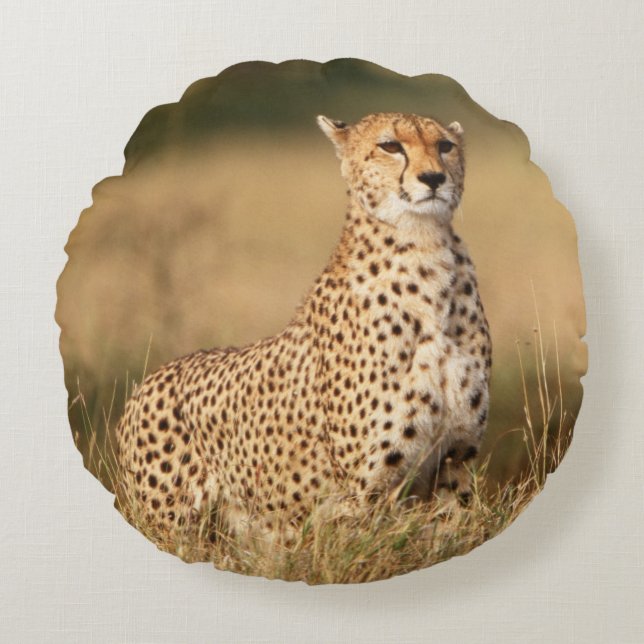 Cheetah on small mound for better visibility round cushion (Front)