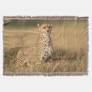 Cheetah on small mound for better visibility throw blanket