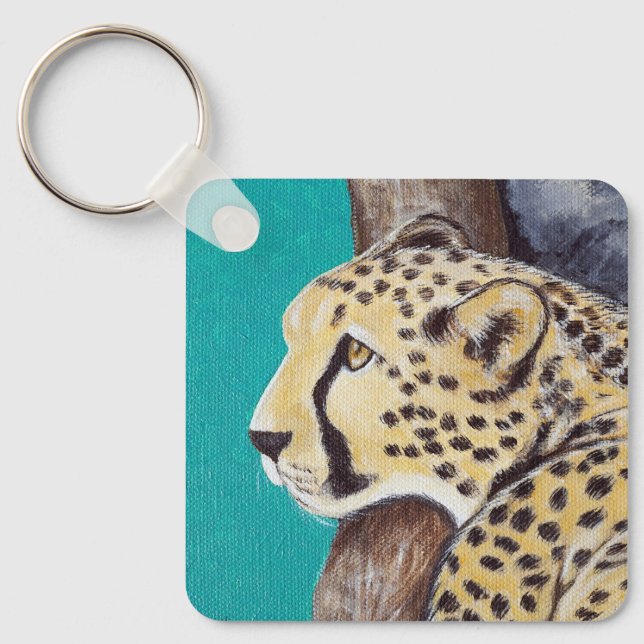 Cheetah Painting Keychain (Front)