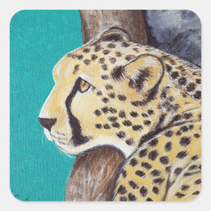 Cheetah Painting Square Sticker