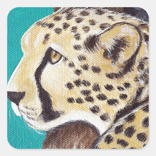Cheetah Painting Square Sticker (Front)