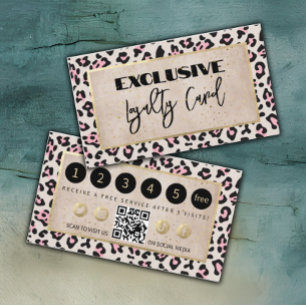 Cheetah Pattern And Gold Vintage Loyalty Card