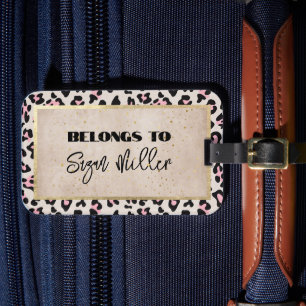 Cheetah Pattern And Gold Vintage Luggage Tag