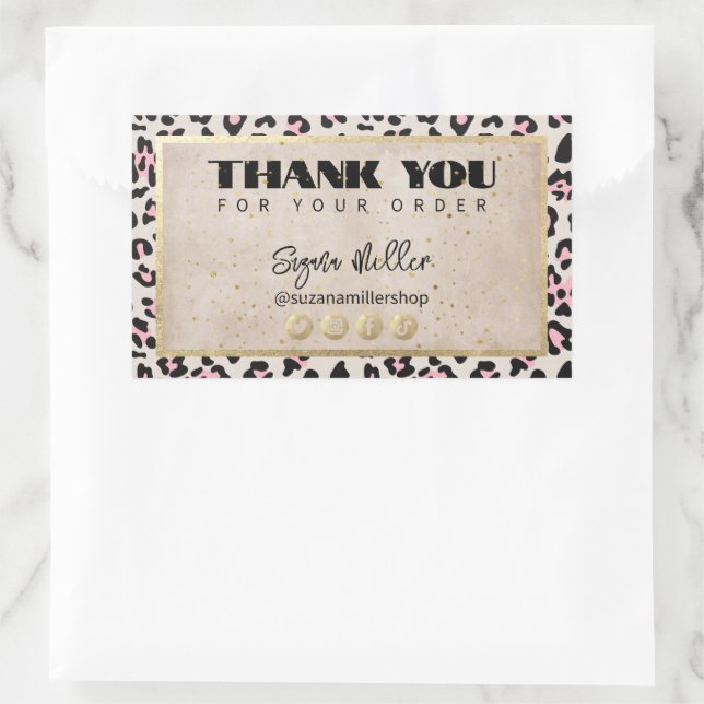 Cheetah Pattern And Gold Vintage Rectangular Sticker (Bag)