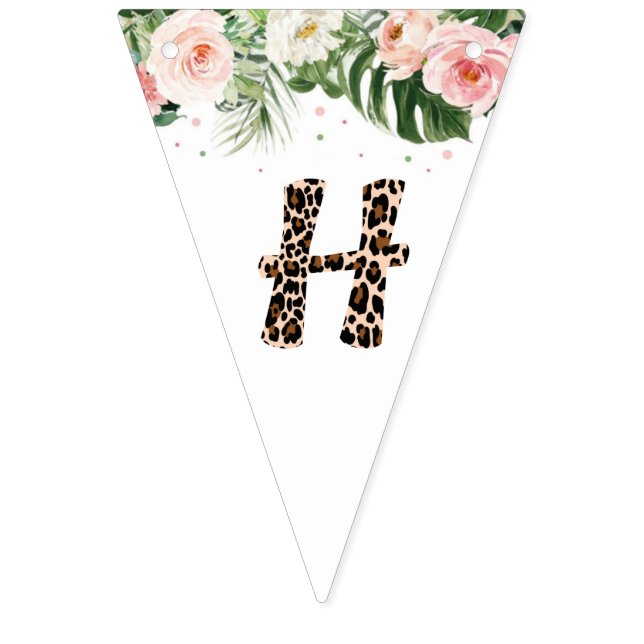 Cheetah Pattern Letters Birthday Party Bunting (First Flag)