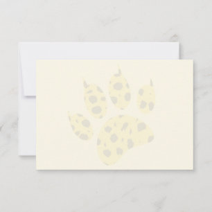 Cheetah Paw Print Blank Cream Off White Thank You Card