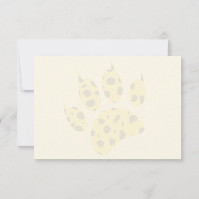 Cheetah Paw Print Blank Cream Off White Thank You Card (Back)