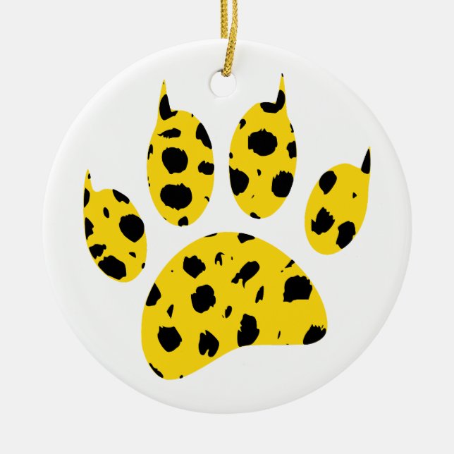 Cheetah Paw Print Ceramic Tree Decoration (Front)