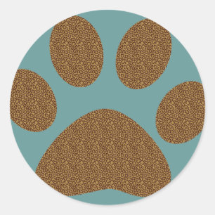 Cheetah Paw Print Classic Round Sticker
