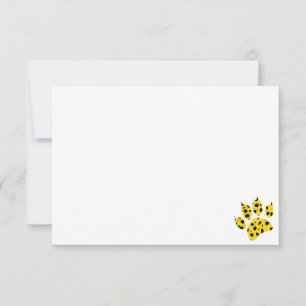 Cheetah Paw Print Custom Blank  Thank You Card