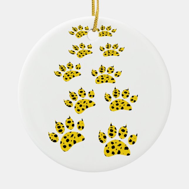 Cheetah Paw Print Throw Ceramic Ornament (Front)