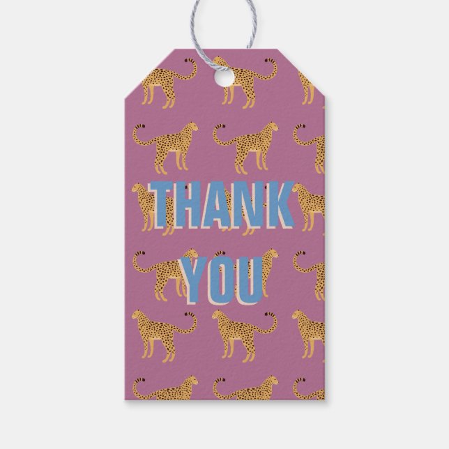 Cheetah, pink leopard  gift tags (Front)