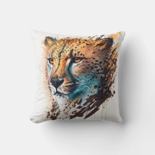 Cheetah Portrait Animal Painting Wildlife Outdoor Cushion