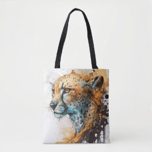 Cheetah Portrait Animal Painting Wildlife Outdoor Tote Bag
