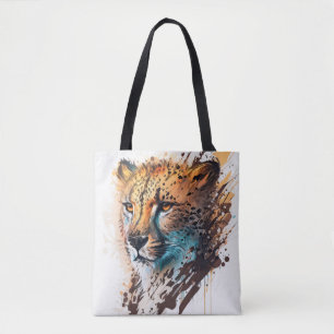 Cheetah Portrait Animal Painting Wildlife Outdoor Tote Bag
