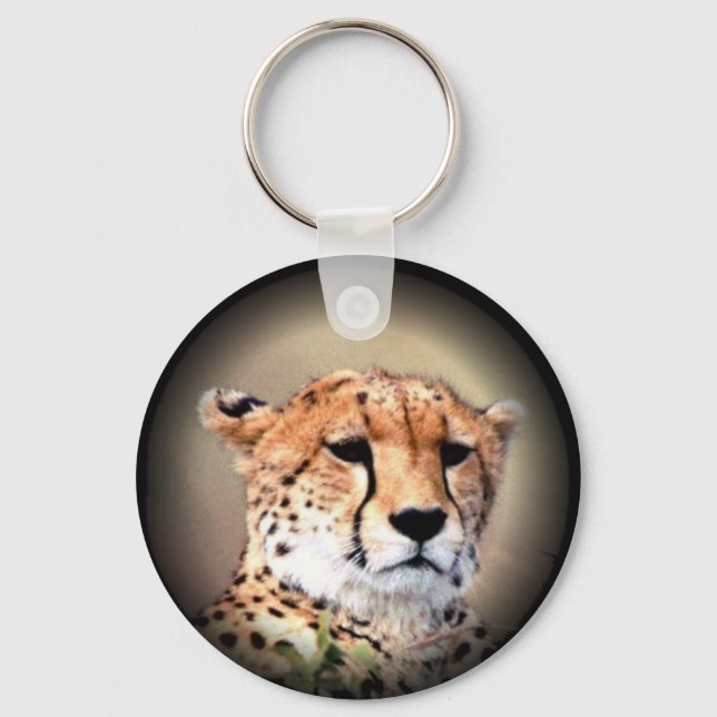 Cheetah Portrait by Full Moon: Nature's Grace Key Ring (Front)