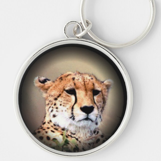 Cheetah Portrait by Full Moon: Nature's Grace Key Ring (Front)