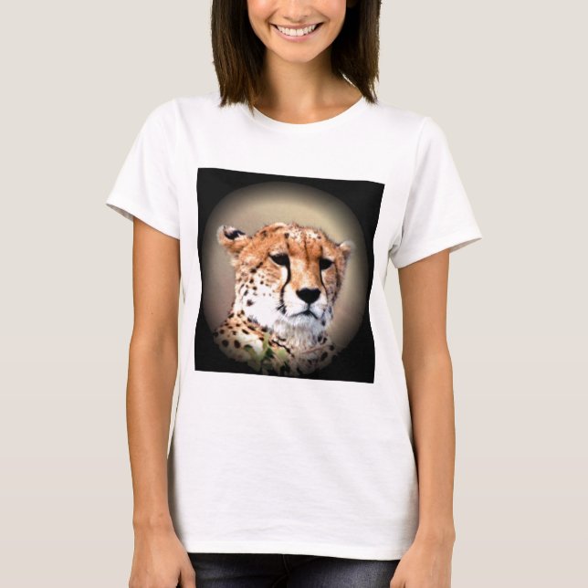 Cheetah Portrait by Full Moon: Nature's Grace T-Shirt (Front)